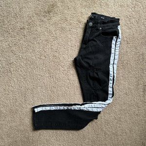 RPM Jeans Women's 26x28 Tapered Leg Slim Fit Black w/ White Stripes Cotton Blend